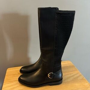 Cole Haan Chelsey Buckle Detail Water Resistant Leather Tall Boots